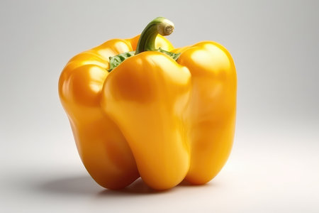 Yellow bell pepper isolated on white background. 3D illustration. Studio shot.の素材