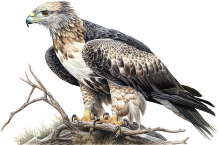 White-tailed Eagle, Haliaeetus albicilla, 3D rendering isolated on white backgroundの素材