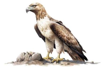 White-tailed Eagle, Aquila chrysaetos, isolated on white backgroundの素材