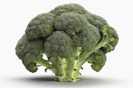 Broccoli isolated on white background. 3D illustration. Top view.の素材