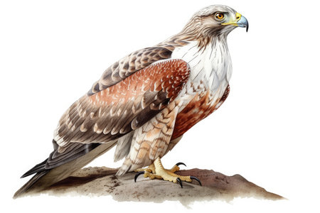 Red-tailed hawk, Aquila rufescens, isolated on white backgroundの素材