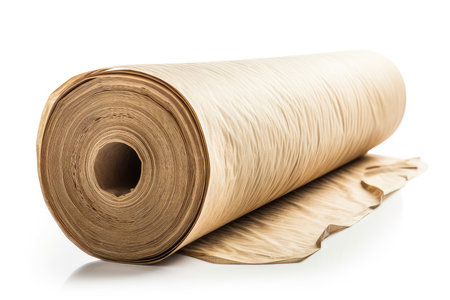 roll of brown paper isolated on a white background. studio shot.の素材