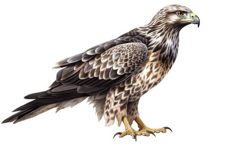 3D rendering of a red-tailed hawk isolated on white backgroundの素材