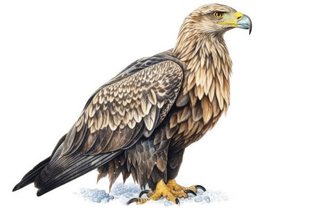 White-tailed Eagle, Haliaeetus albicilla, in front of a white backgroundの素材