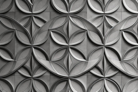 Black and white geometric pattern on the wall. 3d rendering.の素材