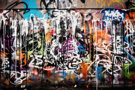 Graffiti on the wall. Abstract urban art background for design.の素材