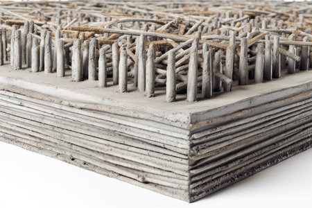 Pile of metal profile for construction isolated on a white background.の素材