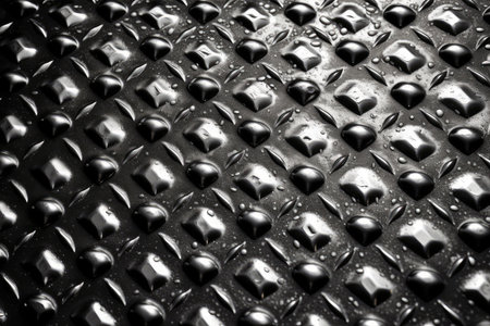 Water drops on a metal surface in black and white. Abstract background.の素材