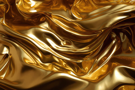 golden satin background with some smooth folds in it (3d render)の素材