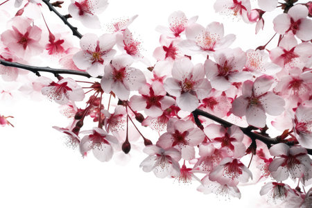 cherry blossom isolated on white background with space for your textの素材