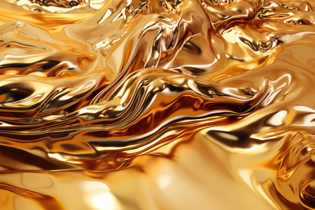 golden fabric background with some smooth lines in it (3d render)の素材