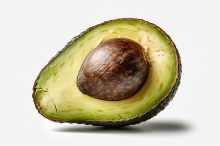 Half of avocado isolated on white background. Close up. Studio shot.の素材