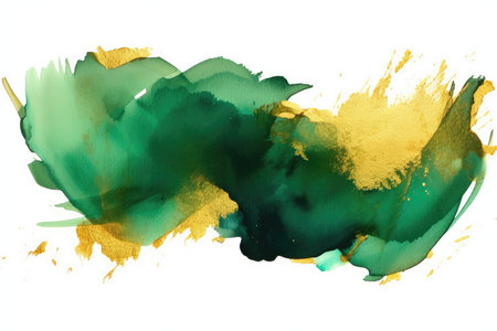 Abstract hand painted watercolor background. Green, yellow and green colors.の素材