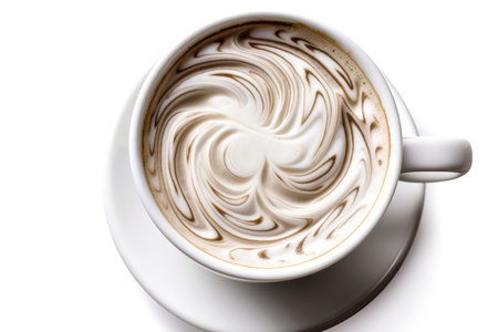 Cup of cappuccino or latte art on white backgroundの素材