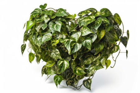 Green leaves of pothos isolated on white background. Studio shot.の素材