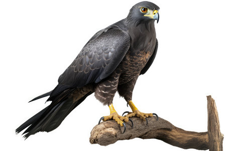 Parabuteo unicinctus, single bird on branch, Brazilの素材