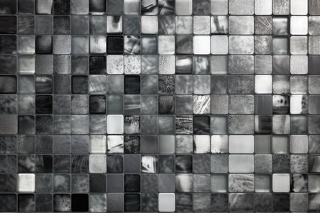 Ceramic mosaic tiles in black and white. Abstract background.の素材