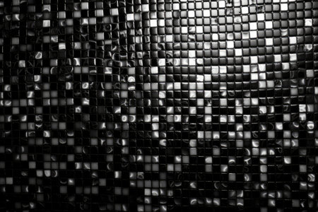 Black and white mosaic wall background. Close up of mosaic wall.の素材