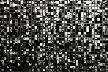 Black and white mosaic tile wall texture. Abstract background and texture for design.の素材