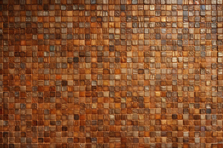 Brown ceramic tile wall texture background. Abstract background of mosaic wall.の素材