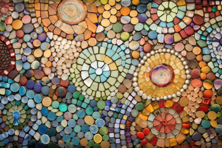 Colorful ceramic mosaic texture background. Abstract background of colorful ceramic mosaic tiles.の素材