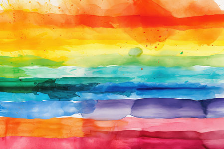 Rainbow watercolor background. Abstract hand painted background. Rainbow watercolor background.の素材