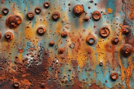 Rusty metal surface with peeling paint. Abstract background and texture for design.の素材