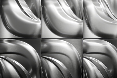 3d render of abstract metallic background with some smooth lines in itの素材