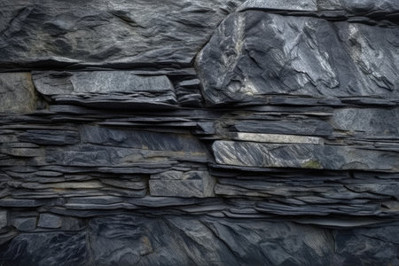 Background of black stone wall texture. Natural pattern for graphic design.の素材