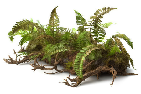 3D rendering of a fern plant isolated on white background.の素材