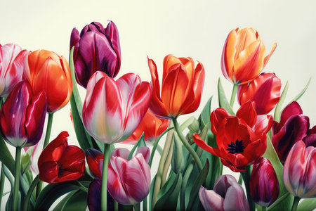 Tulips. Colorful spring flowers. Floral background.の素材
