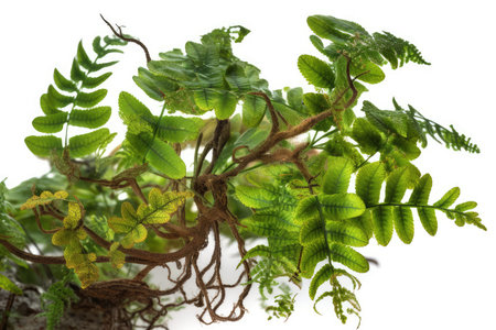 Green ferns isolated on white background. Close-up.の素材