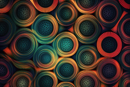 abstract colorful background with circles. 3d rendering, 3d illustration.の素材
