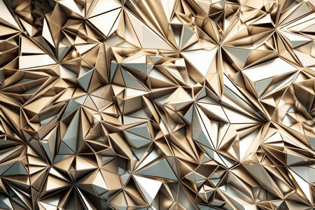 Abstract 3d rendering of golden polygonal background. Futuristic polygonal background.の素材