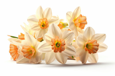 Bouquet of daffodil flowers isolated on white backgroundの素材