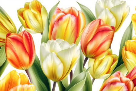 Tulips. Spring flowers. Floral background. Vector illustrationの素材