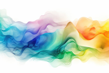 Abstract multicolored smoke on a white background. Design element.の素材
