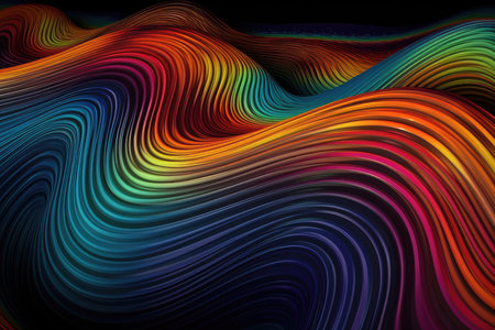 Abstract colorful background with wavy lines. Vector illustration for your designの素材