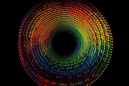 abstract colorful spiral on a black background. Vector illustration for your designの素材