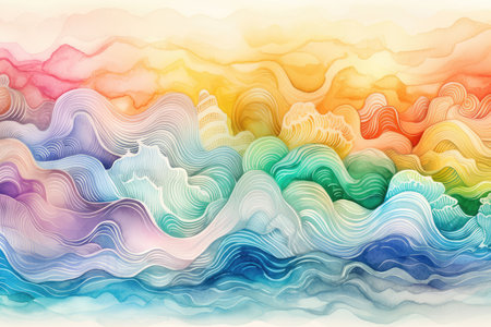 Abstract colorful watercolor background. Digital art painting. Vector illustration.の素材