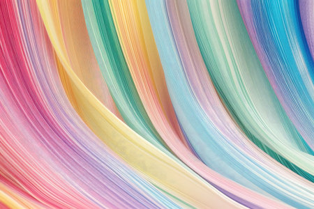 abstract background with multi-colored wavy lines in pastel colorsの素材