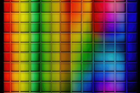 abstract background with multicolored squares on a black background.の素材