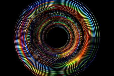 Colorful spiral on a black background. Vector illustration for your designの素材