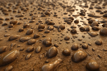 Water drops on the surface of the sand. 3d rendering.の素材