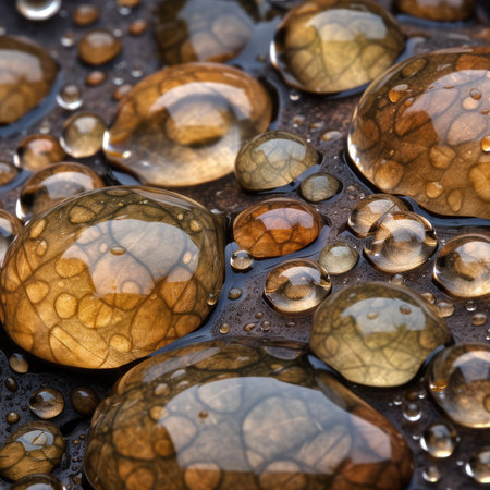 Water drops on a stone surface, close-up. Abstract background.の素材