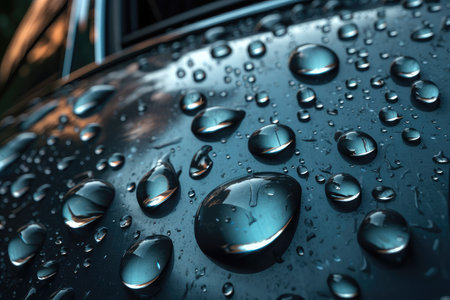 Water droplets on the surface of the car. Abstract background.の素材