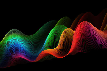 abstract colorful wave on black background. Vector illustration. EPS 10の素材