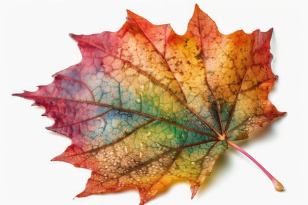 Colorful autumn maple leaf isolated on white background. Studio shot.の素材