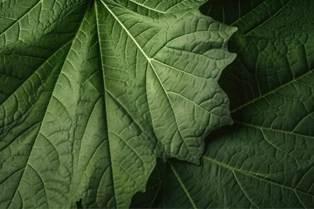 Green leaf texture. Nature background. Flat lay, top view.の素材