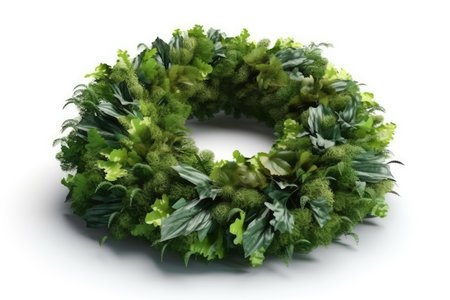 Wreath of green moss isolated on white background. 3d illustrationの素材